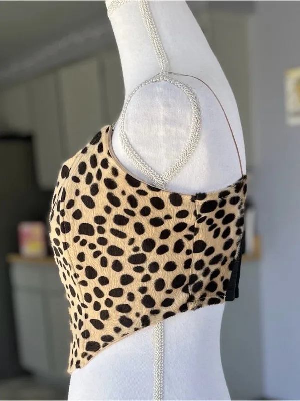 OLM Urban Outfitters Velvet Leopard Bustier Corset Top Small - Image 3