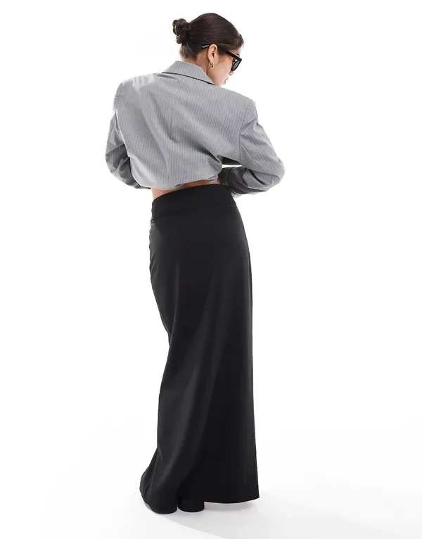 ASOS DESIGN double waistband front slit maxi skirt - Image 4