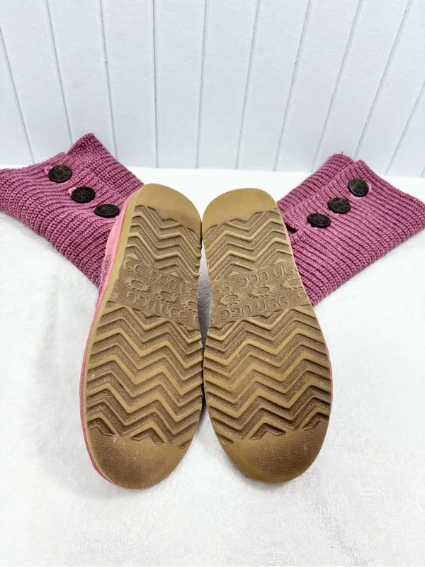 UGG Tall Cardy Knit Button Boots in Mauve Pink size 8 - Image 7