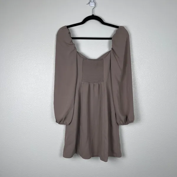 Aritzia Wilfred Novella Dress‎ Taupe Beige Sweetheart Bustier Puff Sleeve Mini 2 - Image 7