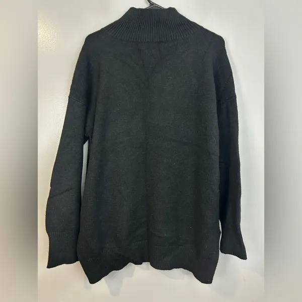 Maeve Anthropologie Black Mock Neck Asymmetrical Pullover Sweater Size Large - Image 10