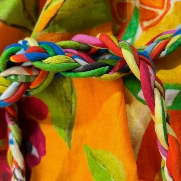 Farm Rio Summer Picnic Midi Dress Small Belted Cotton Sleeveless Tropical - Image 15