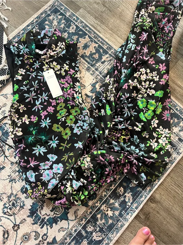 AFRM LOS ANGELES Sonia Ruched floral Mesh Maxi Dress - Image 11