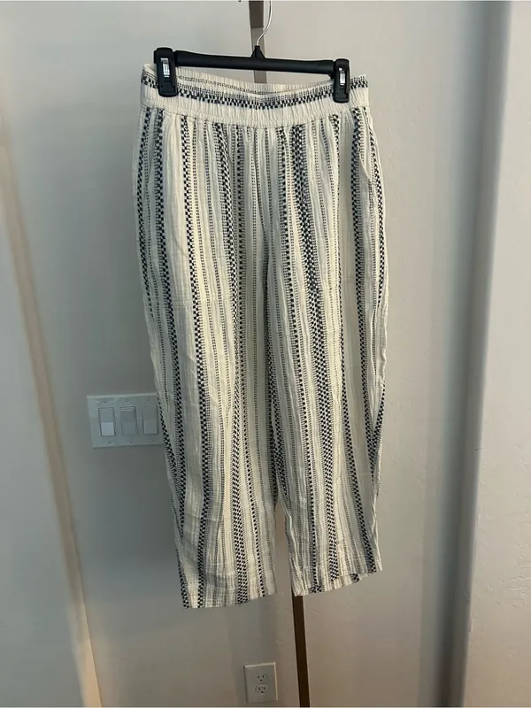 Madewell Lightspun Balloon Pull-On Pants Size Small White Black - Image 2