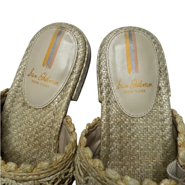 Sam Edelman Elisa Natural Raffia Slide Sandals Size 6.5 Beaded - Image 8