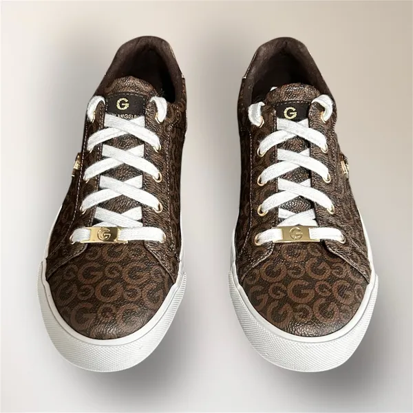 GBG Los Angeles 8.5M Brown Gold Monogram Sneakers‎ Metal Logo GGONARINJR Casual - Image 5