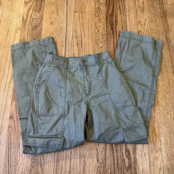 Abercrombie & Fitch Olive Green High Rise Cargo Pants Straight Leg Size 27/4 - Image 2