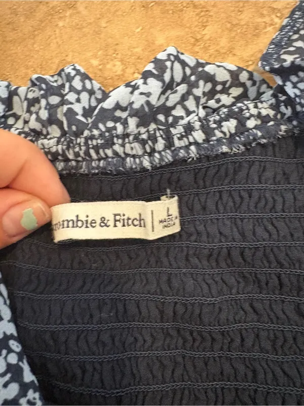 Abercrombie & Fitch Blue Floral Ruffle Tank - Image 2