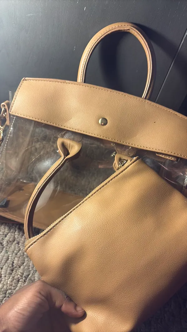 see through bag wit wallet Brown - Image 2