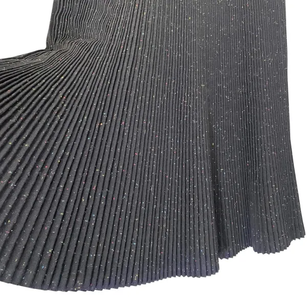 Vintage 60s Campus Casuals Wool Pleated Midi Skirt Black Confetti Fleck Size XS - Image 9