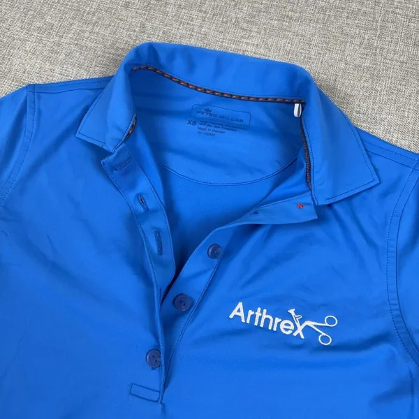 Peter Millar Polo Shirt Womens XS Blue Arthrex Logo UPF 50 Golf Stretch - Image 2
