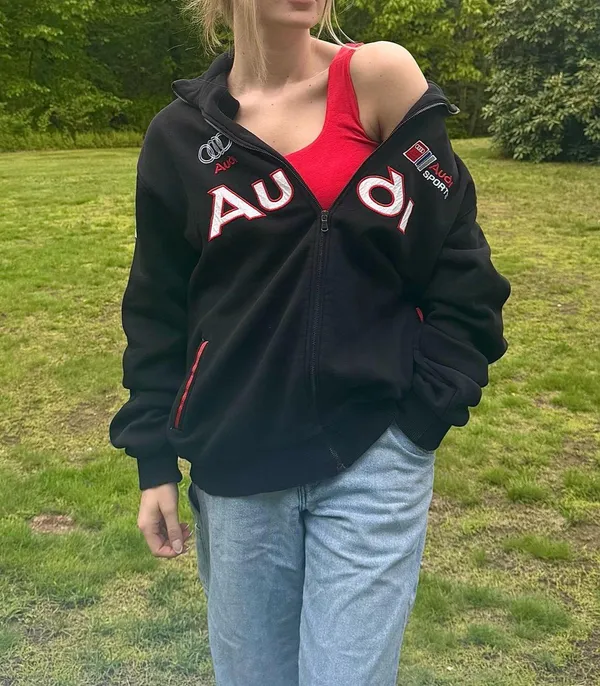 Audi Zip Up Sweatshirt Black Size L - Image 2