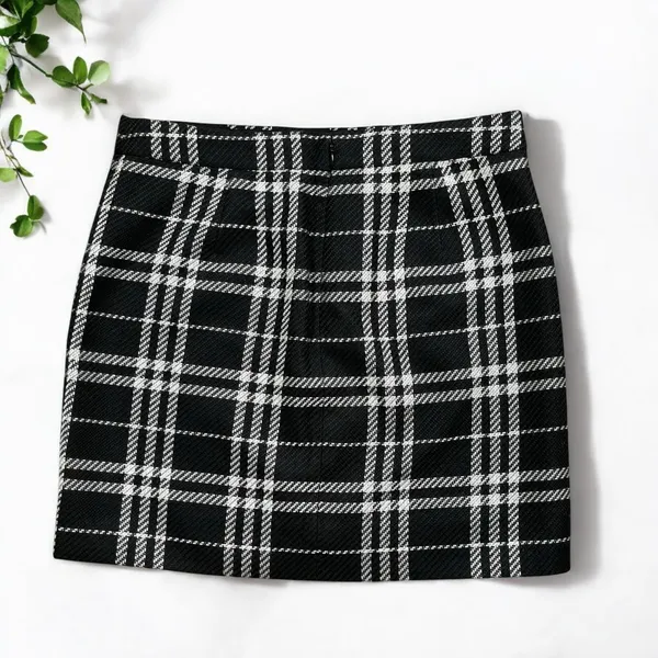 J.Crew Black & White Plaid Tweed Mini Skirt - Image 6
