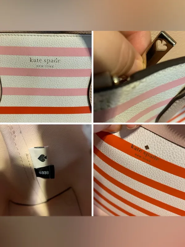 Kate Spade "Patrice" Tropical White, Red, Orange & Pink Tote Bag W/Tan Accents - Image 12