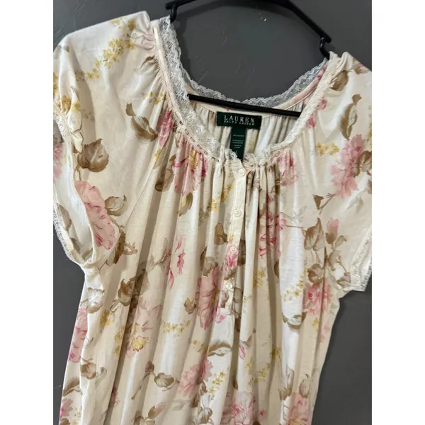 Lauren Ralph Lauren Coquette Feminine Pink Floral Cotton Lace Shirt Blouse Large - Image 4