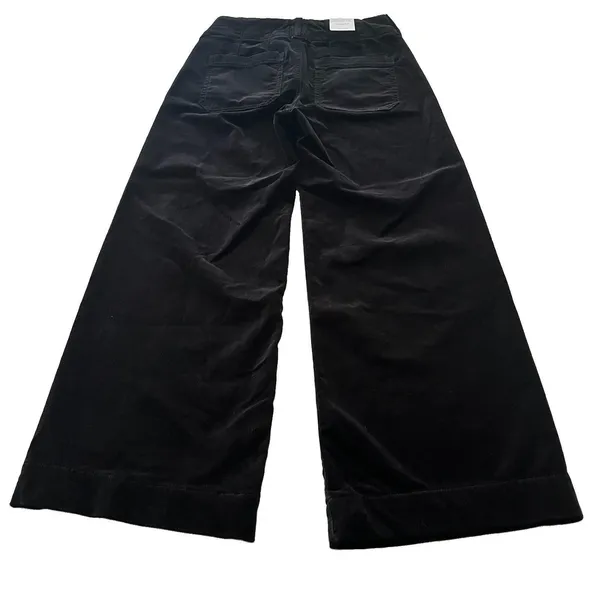Anthropologie Maeve Colette Velvet Wide-Leg Pants Trousers Crop Black Size 26 - Image 3