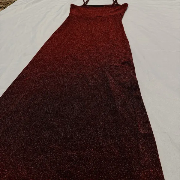NWT Shein Burgundy Glitter Maxi Dress NWT- Split Thigh Bodycon Prom Gown Sz XS - Image 14
