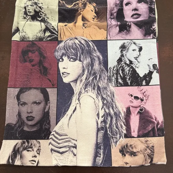 Taylor Swift Canvas Tote Bag Unisex Med Eras Tour Concert Merch Music Shopping - Image 3