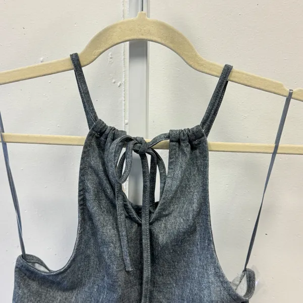 NWT Idem Ditto Washed Ruched Halter Crop Top S12786T-KB‎ Small Gray Streetwear - Image 5