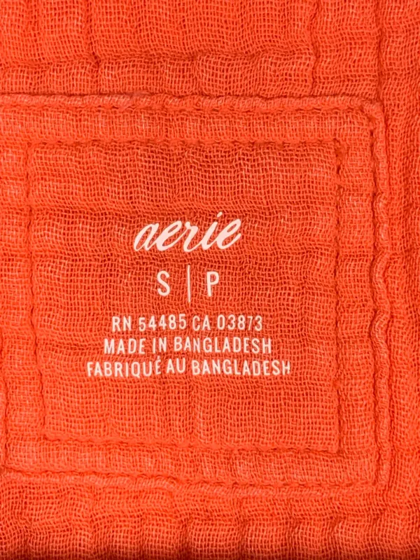 Aerie Womens S Pool to Party Gauze Shirt Orange Cotton Oversized Beach Cover Up - Image 9