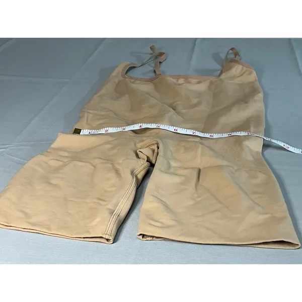 SKIMS L Seamless Mid Thigh Shapewear Bodysuit Nude Beige Adjustable Straps - Image 3