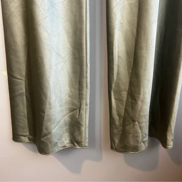 NWT Vince Satin Bias Green High Waisted Wide Leg Crinkle Texture Pants Large - Image 13