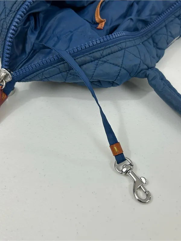MZ Wallace Quilted Deep Blue Travel Tote with Padded Handles - Image 6