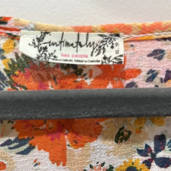 Free People Intimately Say It To Me Bodysuit Long Sleeve Orange Floral XS - Image 6