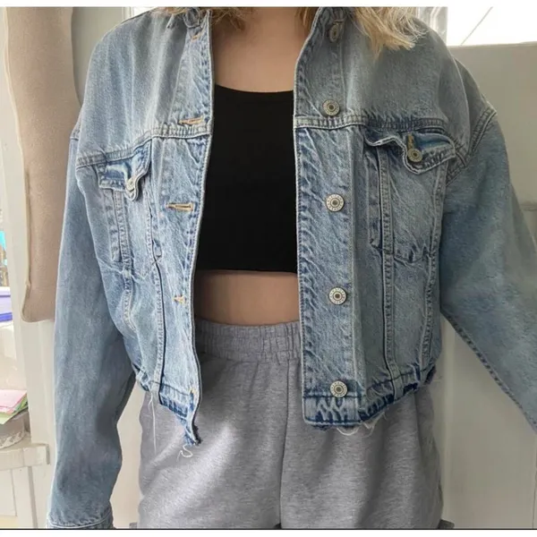 American Eagle Cropped Jean Jacket‎ Sz XS100% cotton - Image 4