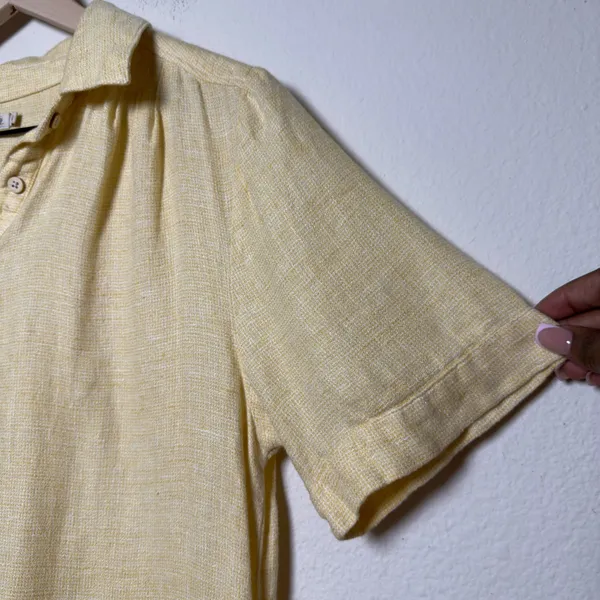 Faherty Womens 100% Linen Hanna‎ Dress Small Yellow Short Sleeve Button Front - Image 4