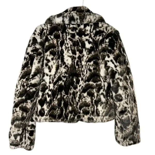 Free People Band of The Free Open Front Faux Fur Ivory/Black Jacket(Size Medium) - Image 4