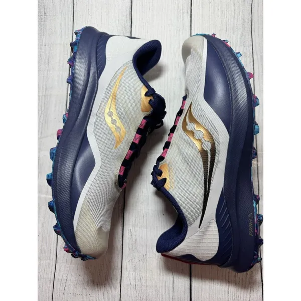 Saucony Peregrine 12 Blue Gold Pink Trail Running Sneakers Womens Sz 9.5 - Image 7