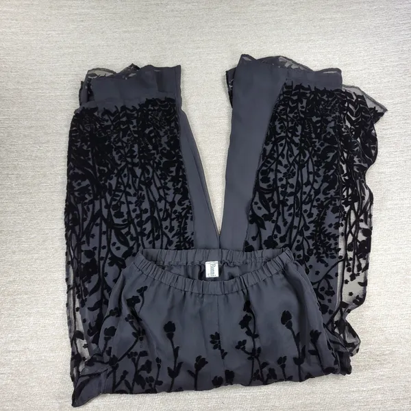 VTG Ronni Nicole Velvet Burnout Wide Leg Pants M Black Sheer Holiday Party - Image 14