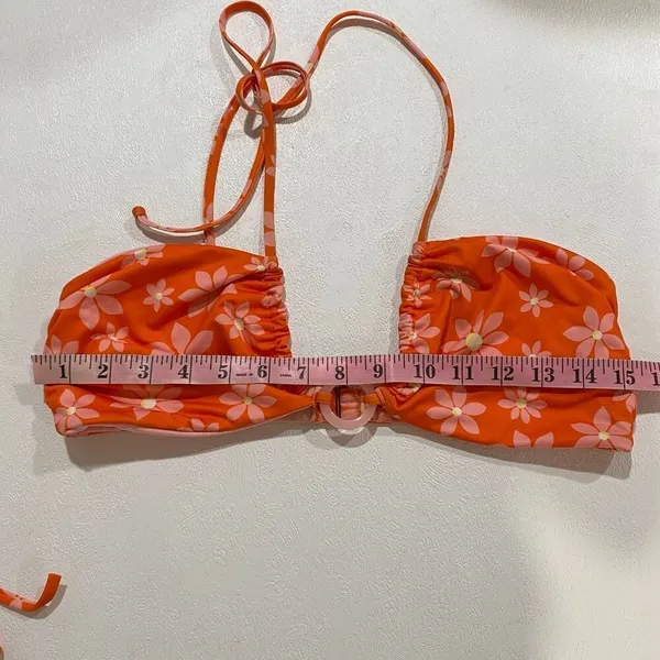 Wrangler Floral Bikini Set Orange Pink Daisy Tie Side Swimwear Estimated XS/S - Image 7