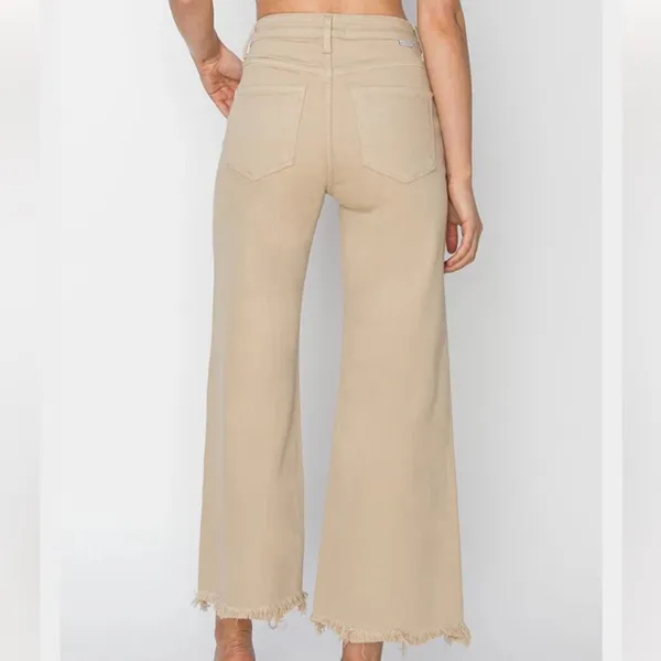 Risen Jeans High Rise Fringe Cropped Wide Leg Jeans - Image 2
