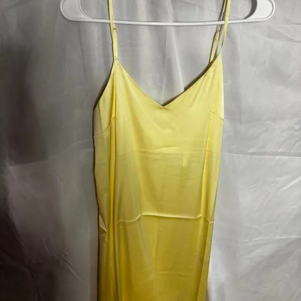 The Drop Ana Satin Slip Dress Pastel Yellow XS - Image 3