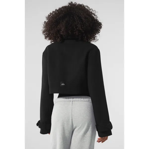 Alo Yoga Wool Cropped Metro Trench Black S - Image 3