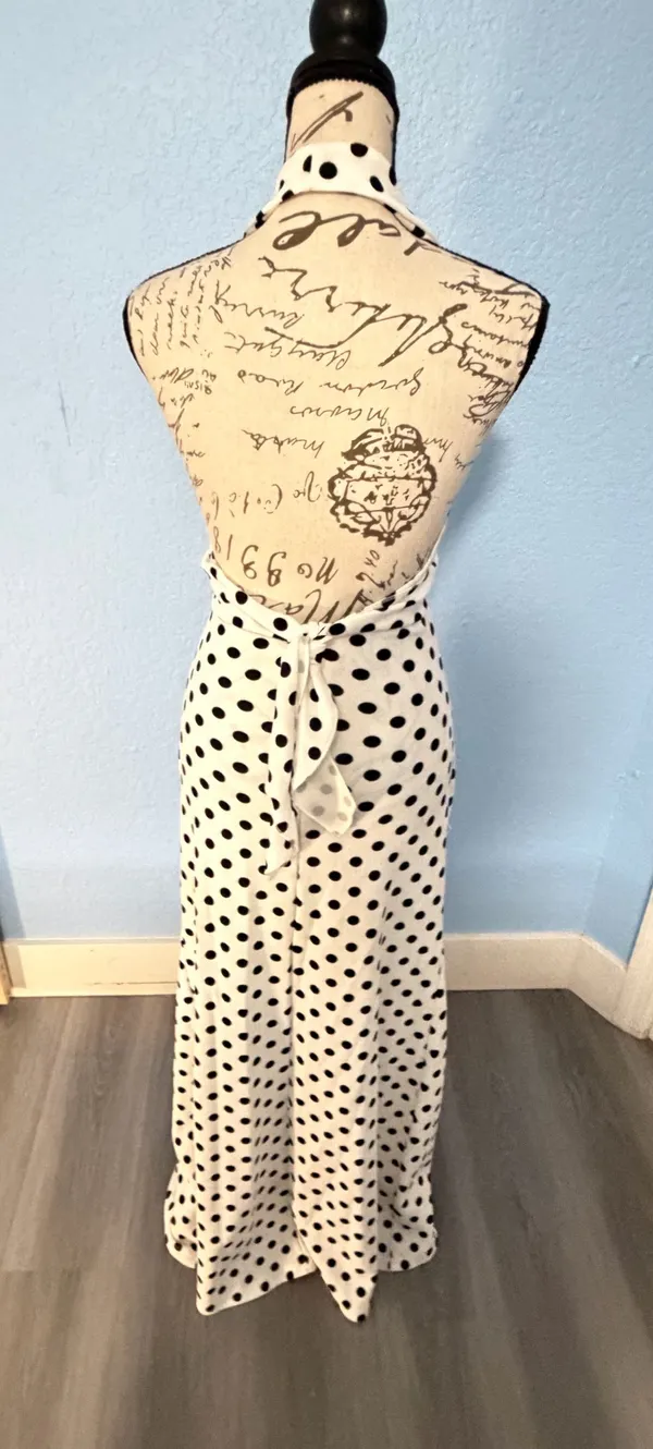 SHEIN Polka Dot Halter Maxi Dress with Rosette Accent - Size M (US 6) - Image 12