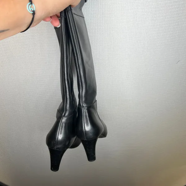 Lauren Ralph Lauren Susie Black Leather Knee High Buckle Boots Womens 7B 11424 - Image 4