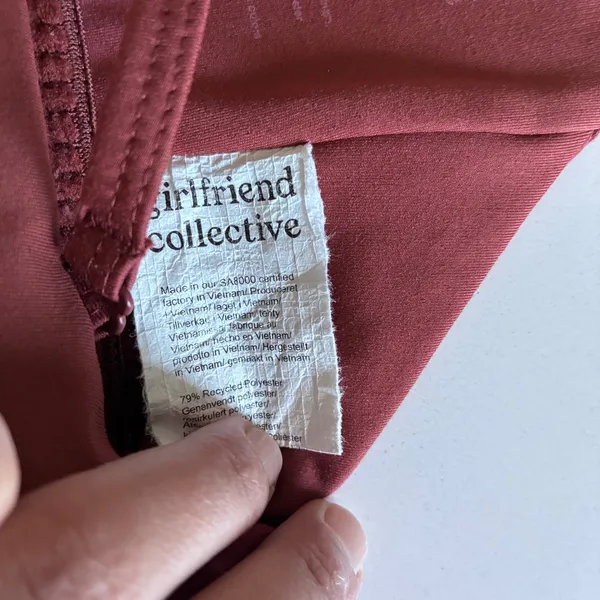 Girlfriend Collective High Neck Adjustable Strap Sports Bra Plum Burgundy Small - Image 4