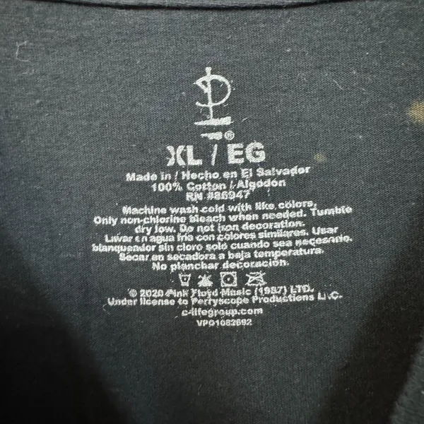 Pink Floyd Dark Side of The Moon bleach dye Rock T-shirt size XL - Image 4