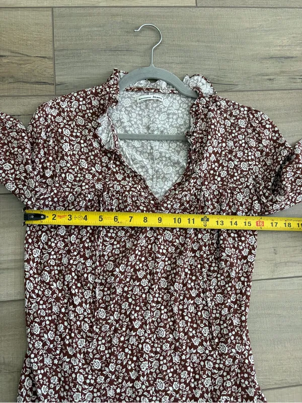 Reformation Amira Long Sleeve Floral Boho Blouse Chocolatier Brown White XS - Image 10
