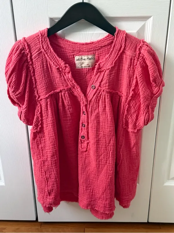 Free People We The Free Horizons Double Cloth Top in Coral Paradise - Image 2