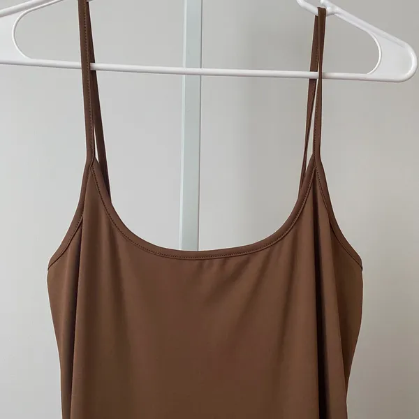 Brown M‎ Maxi Slip Dress Spaghetti Strap Bodycon Minimalist Neutral Classic - Image 2
