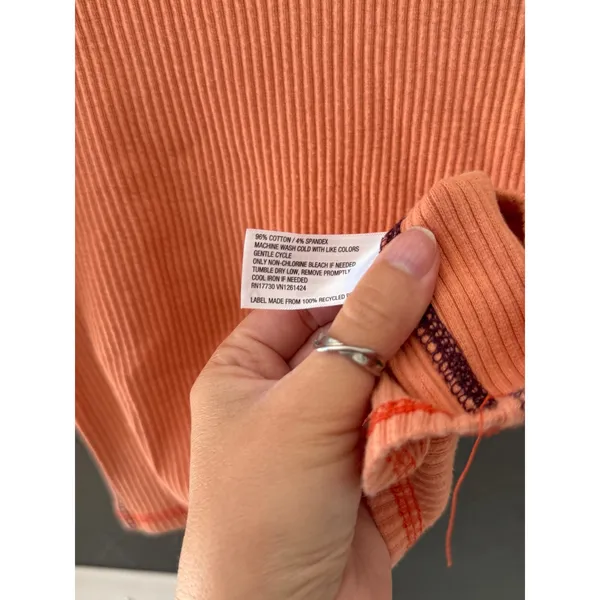 Wild Fable‎ Womens Orange Ribbed Long Sleeve Crop Top Contrast Stitch Size L - Image 7
