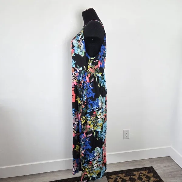 Lucy & Laurel Floral Maxi Dress Watercolor Sleeveless Vacation Braided XL - Image 4