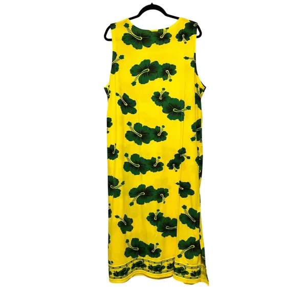 I.G. Sport XX Large Yellow Green Hibiscus‎ Floral Sleeveless Maxi Dress - Image 8