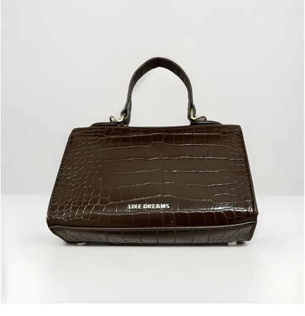 Like Dreams Faux Crocodile Satchel Handbag Burgundy - Image 2