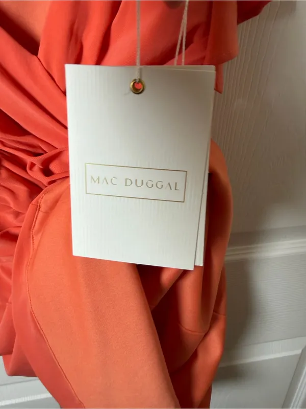 Mac Duggal Flutter Sleeve V-Neck Coral Sheath Dress Size 4 NWT - Image 7