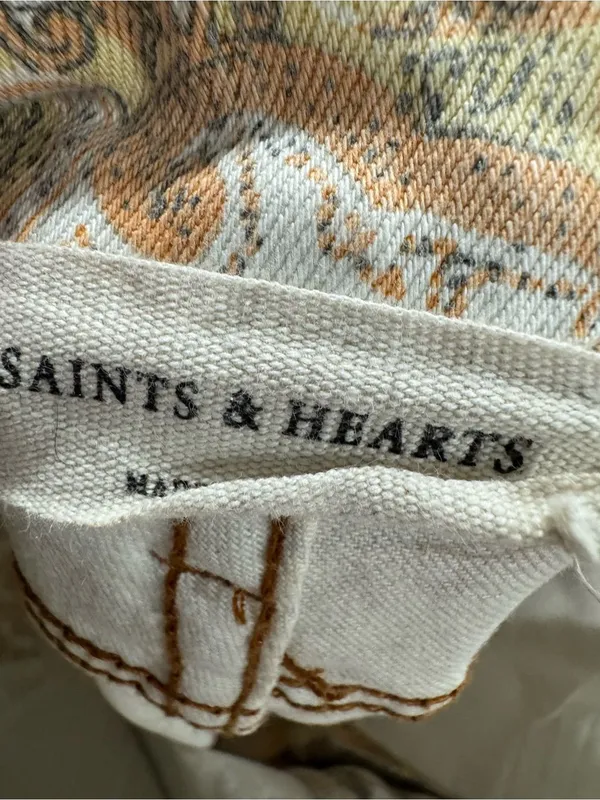 Buckle Saints & Hearts Boho Printed Flare Pants in Neutral Tones - Image 7